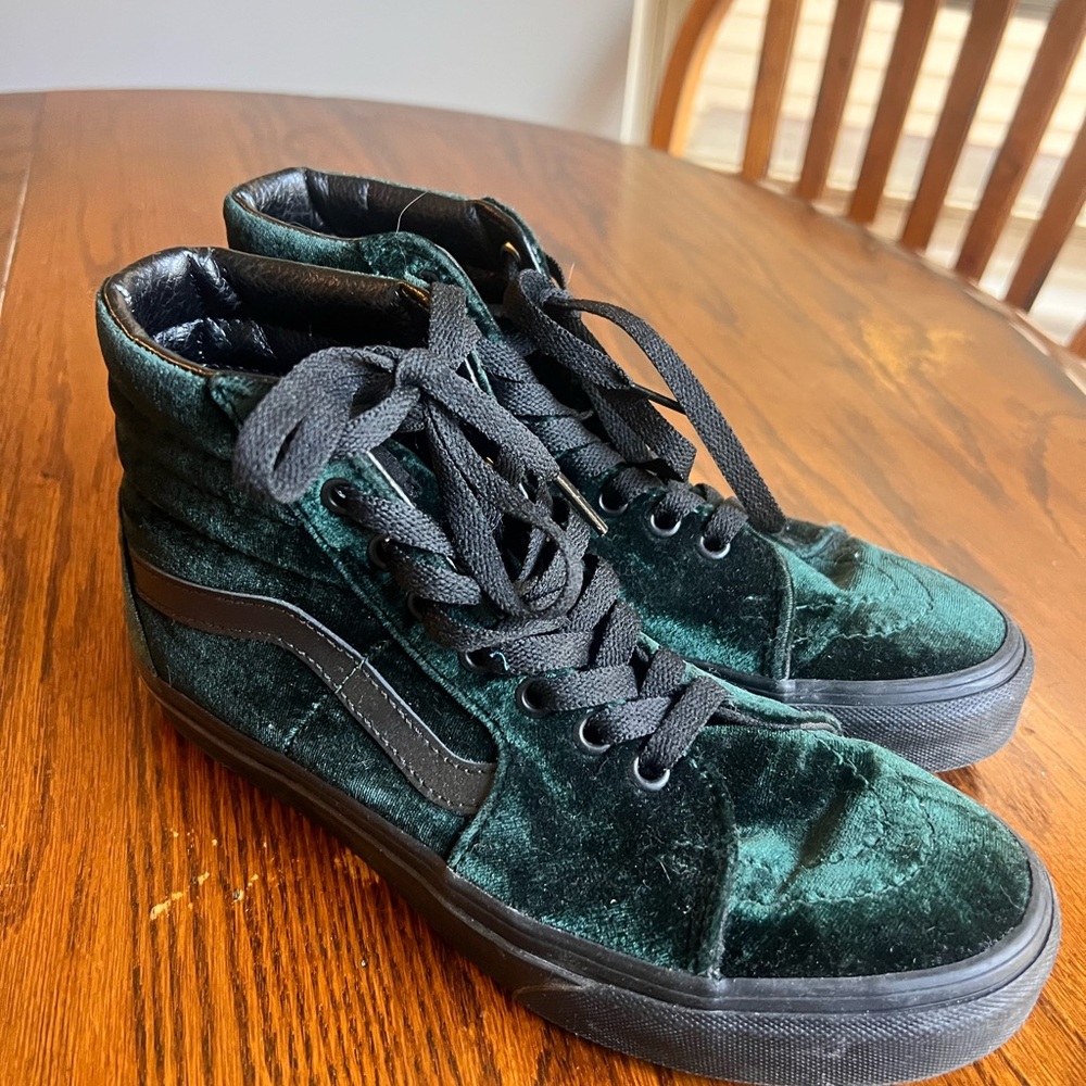Vans Unisex Black Velvet Green High-Tops